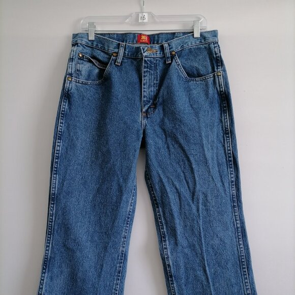Wrangler Mens Denim Blue Mid Rise Southwestern Slim Fit Straight Jeans Size 36 - Picture 2 of 6